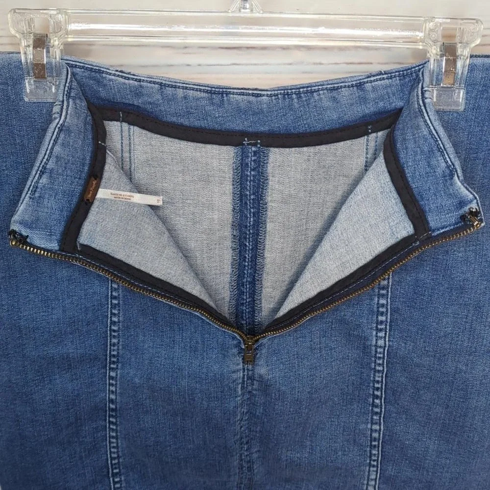 Vintage Free People Denim Jean Skirt Casual Modern Fitted Bodycon Femme 90's‎